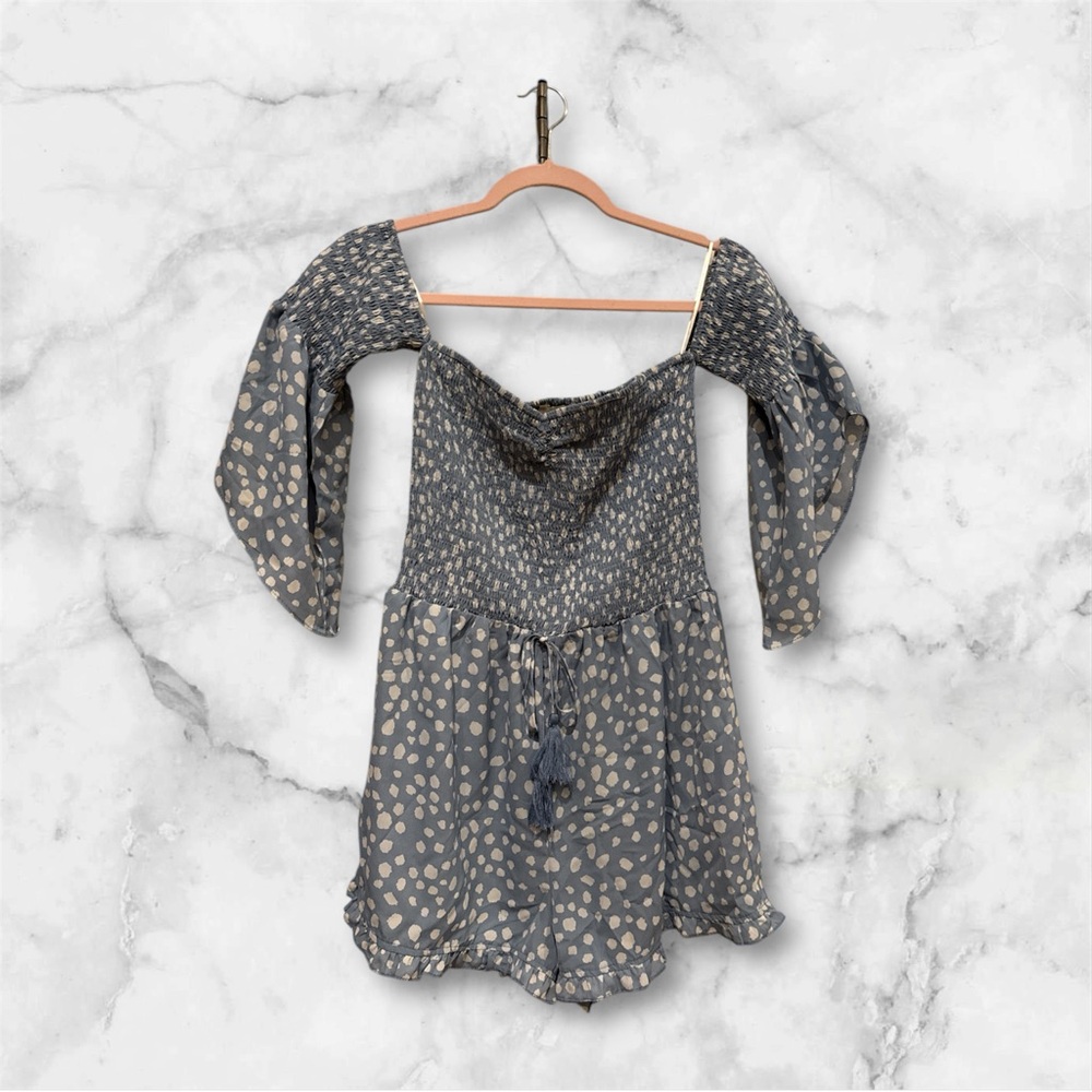 Women's Umgee Off-Shoulder Polka Dot Smocked Romper size Small